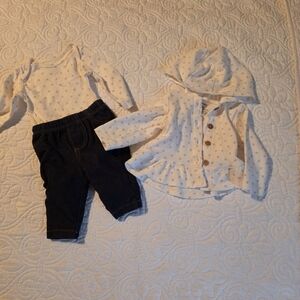 Carter's Cream Baby Outfit with Floral Accents